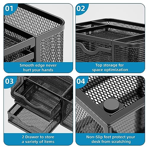 Marbrasse Mesh Desk Organizer holding various office supplies