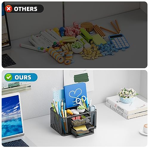 Marbrasse Mesh Desk Organizer top down view showing capacity