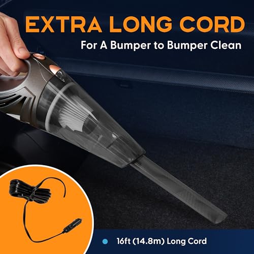 Handheld car vacuum with 16ft cord