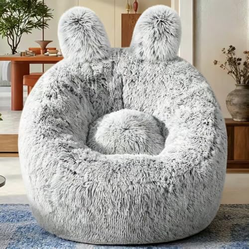 Aodenge grey faux fur bean bag chair