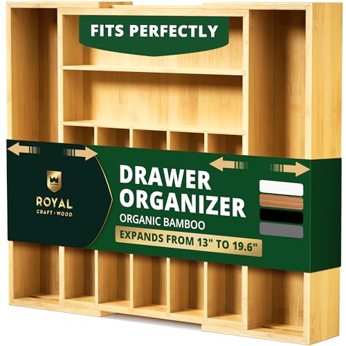 ROYAL CRAFT WOOD 9-slot natural bamboo drawer organizer
