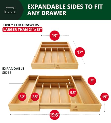 Expanded view of the bamboo cutlery tray