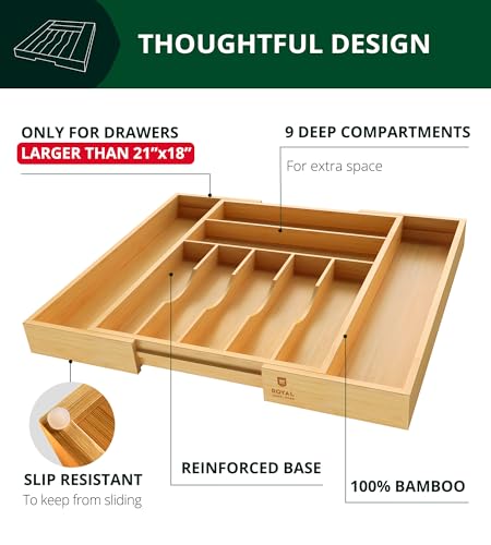 Natural bamboo finish of the flatware tray