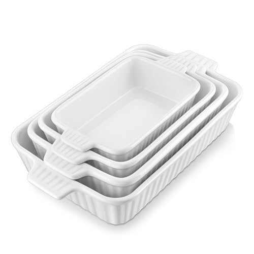 MALACASA 4 piece white casserole set