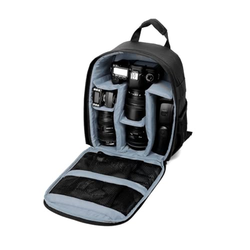 winvin grey waterproof camera backpack front view