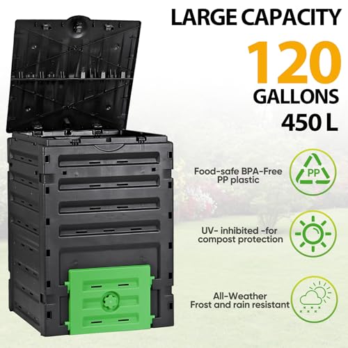 Compost bin sliding bottom door