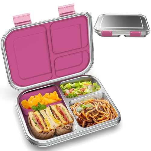 BOSEDSANG Stainless Steel Kids Bento Lunch Box Pink