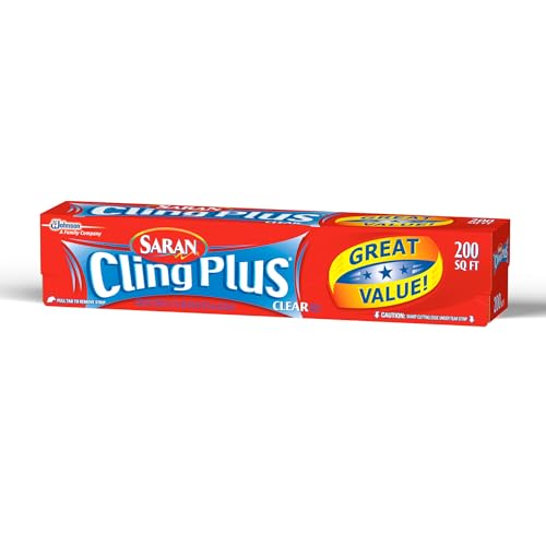 Saran Cling Plus Clear Plastic Wrap roll