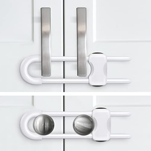 White child safety locks for drawers and cabinets
