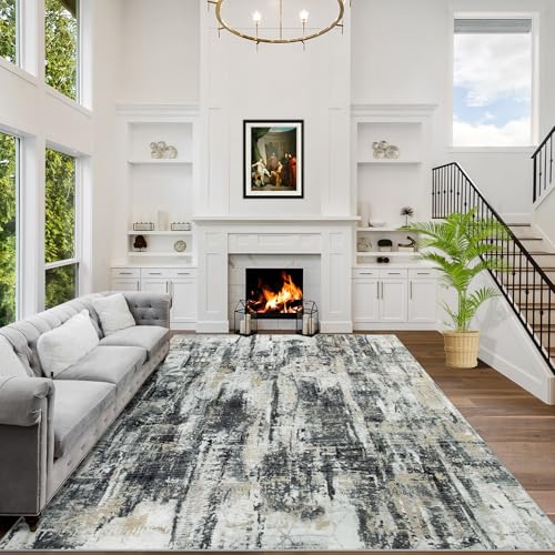 Gent drizz 8x10 abstract area rug flat view