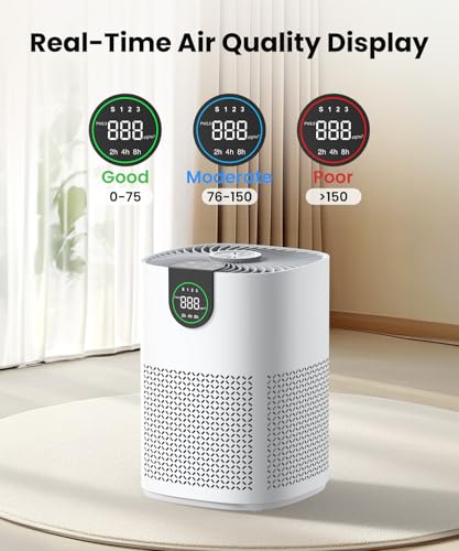 Air purifier operating in a living room