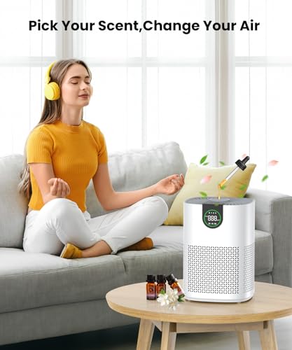 White air purifier unit in a bedroom