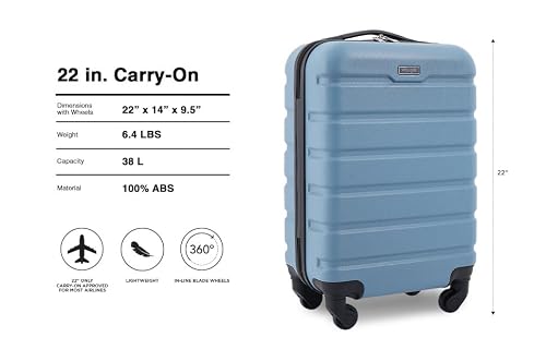 Blue Heaven Wrangler spinner suitcase side profile