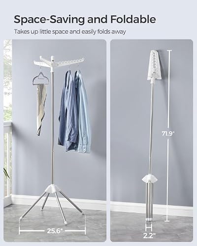 SONGMICS drying rack showing stable four-leg stainless steel base