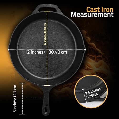 12 inch skillet handle and pouring lip detail