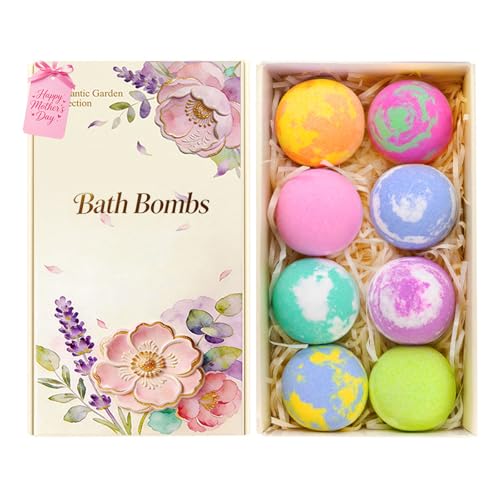 Set of 8 aromatherapy bath bombs on display
