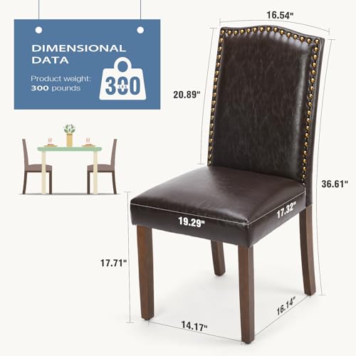 Side profile of brown PU leather dining chair