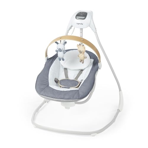 Ingenuity SimpleComfort Portable Baby Swing Chambray full view