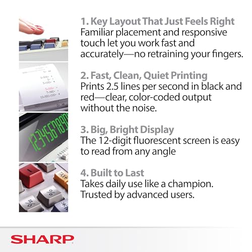 Sharp EL-1801V 12-digit fluorescent display detail