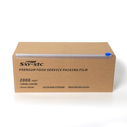 Clear plastic cling film roll with cutter