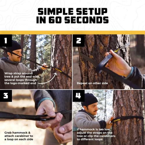 Included tree straps and carabiners for Wise Owl Outfitters hammock