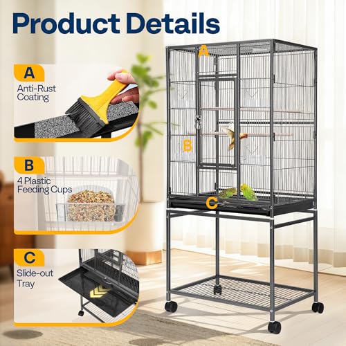 Black wrought iron bird cage accessories