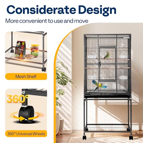 Bird cage drawer-style tray view