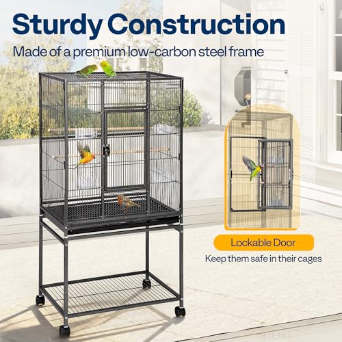 VIVOHOME cage perch and food box setup
