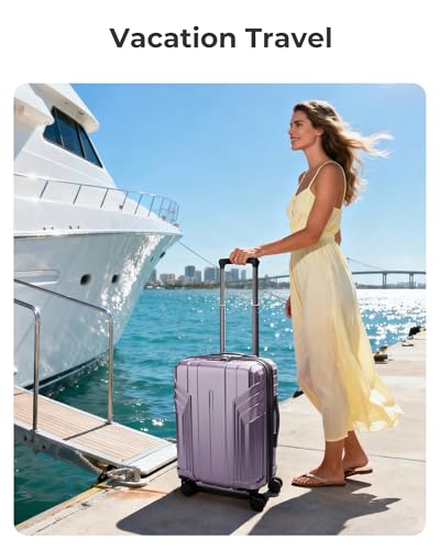 Lavender Purple hard shell carry-on suitcase