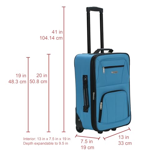 Rockland Turquoise suitcase telescopic handle view