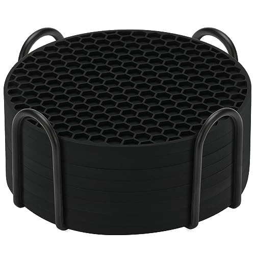 TWTLi 8-Pack Silicone Drink Coasters in black
