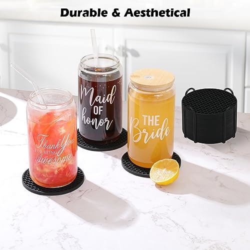 TWTLi black coaster protecting wood table