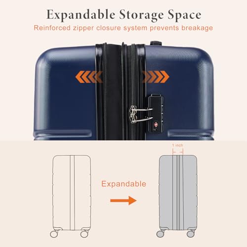 Interior compartments of Sweetcrispy 28 inch luggage