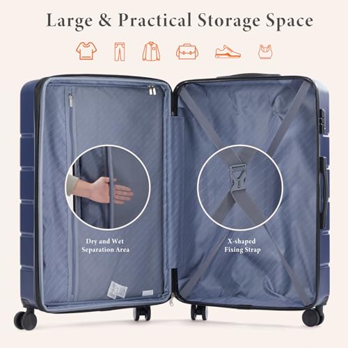 Navy Blue Sweetcrispy suitcase full set angle