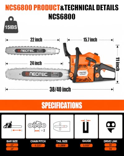 Professional 24-inch chainsaw bar and chain assembly