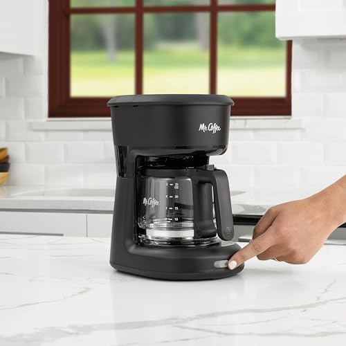 Side profile of black 5-cup coffee maker