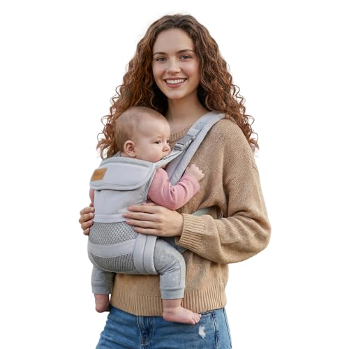 Shiaon Baby Carrier Newborn to Toddler grey front view