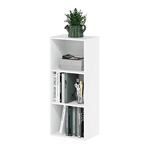 Furinno LUDER 3-Cube Bookshelf white front view