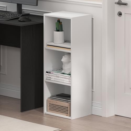 Furinno LUDER white bookshelf side profile
