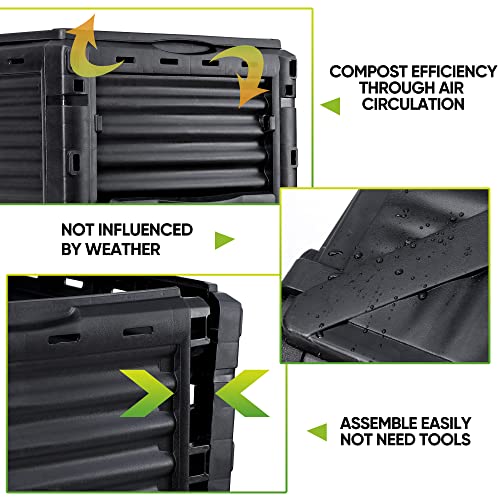 Side profile of 80 gallon black compost bin