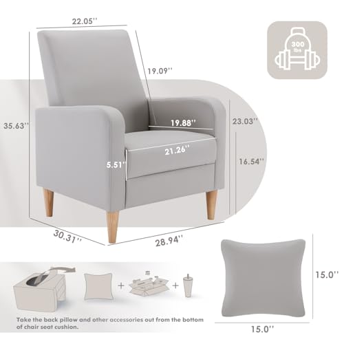 Side profile of COLAMY faux leather accent chair