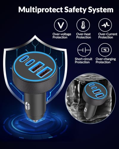 JUNVANG 90W charger plugged into a cigarette lighter