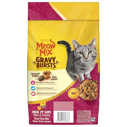 Back of the 3 lb Meow Mix food bag