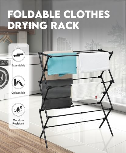 Side view of UNICCA laundry rack showing expandable rods