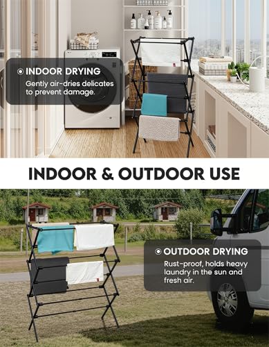 Collapsible drying rack folded flat for compact storage