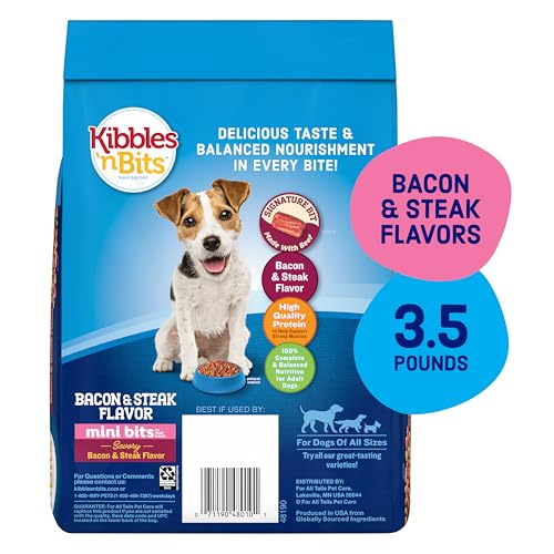 Kibbles 'n Bits Mini Bits bag branding and flavor graphics