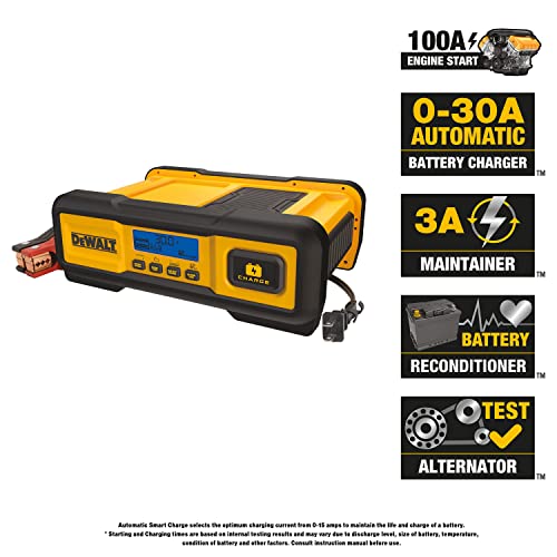 Yellow DEWALT battery charger interface
