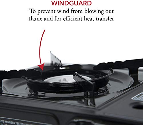 Side profile of portable butane stove