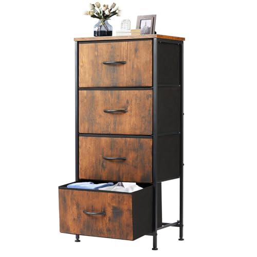 DUMOS 4-drawer nightstand in brown