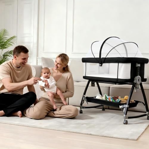 feelogos Baby Bassinets Bedside Sleeper Black lifestyle setup